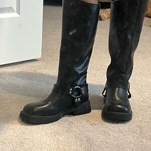 Sleek Black Moto Boots